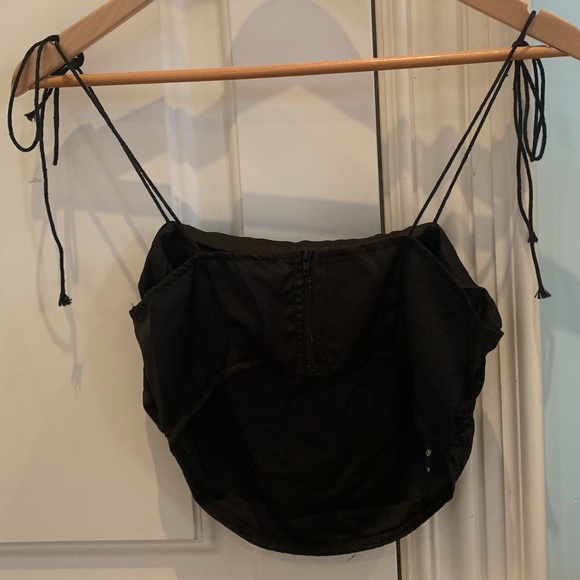 Black Satin Strappy Crop Top - Picture 5 of 6